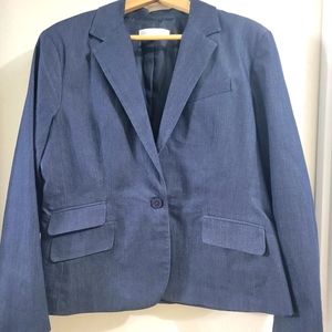 NY & Co. Women's Stretch Denim Blazer, Dark Blue Wash, Size 18